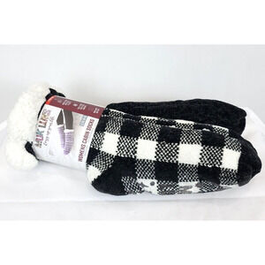 Muk Luks Cozy Cabin Socks Sherpa Lined Slipper 2 Pack Women L / XL Black & Plaid